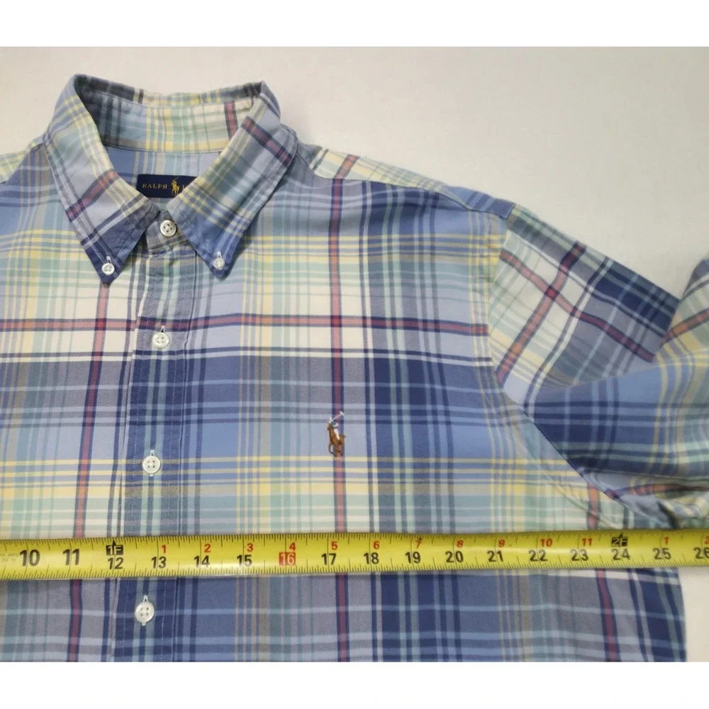 Ralph Lauren Polo Shirt Mens XL Pastel Plaid Pattern Button Down Limited Use‎